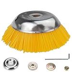 SI FANG 8 Inch/200mm Nylon Grass Strimmer Cutter Head, Universal Trimmer Weed Brush Head with 5Pcs Adapter Attachments Kit, Filament Nylon Abrasive Bristle Strimmer Wire Cup Brush for Garden Lawn