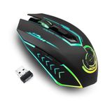 Wireless Gaming Mouse Up to 10000 DPI, UHURU Rechargeable USB Wireless Mouse with 6 Buttons 7 Changeable LED Color Ergonomic Programmable MMO RPG for PC Laptop, Compatible with Windows Mac