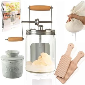 Dazey Butter Churn - Hand Crank Butter Churner- Manual Butter Maker- Beech Wood BUTTER PADDLES INCLUDED. Create Delicious Homemade Butter With Your Own Hand Crank Dazey Butter Churner (Turn N Churn)