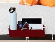 Squirrel-Bedside Perch for College Dorm Room Lofted Bed, Floating Organizer with USB-C & A Charging Ports, Small Spaces, Bed Side Caddy & Nightstand, Device & Cup Holder, Dorm Essential, Red