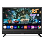 ZOSHING 22 Inch Smart TV,Small Television with HDMI Input,Built-in Digital Tuner/USB-Supports Wall-Mounted-for Bedroom,Kitchen,RV - Includes Remote Control(Black) (22INCH)