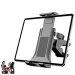 Exercise Bike Tablet & Phone Holder Mount for Bicycle, Treadmill & Spin Bike, Easy Install, Compatible with All Phones & Tablets - Handlebar Mount Stand, Universal Fit, 360 Degree Rotation, Black