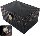 AtfArt Faraday Box for Car Keys Leather Signal Blocker Box Carbon Fiber Faraday Box for Car Keys Anti-Theft Faraday Lsolating Box (Small Box - 11.5 * 9.5 * 6.5cm)