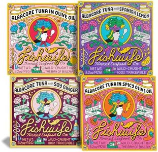 Fishwife Albacore Tuna Quad 4-Pack (with Soy Ginger and Lemon, Spicy & Spanish Olive Oil) | Wild-Caught & Hand-Packed | MSC-Certified Sustainable Seafood, Gluten Free, High Protein, Omega-3s