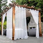 BONZER White Outdoor Sheer Curtains for Patio Waterproof Grommet Indoor Voile Curtain for Living Room, Bedroom, Porch, Pergola, Cabana, Set of 2 Panels, 52 x 84 inch, Beige