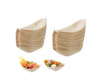 JOSON 100 pieces bamboo wooden boat, disposable bamboo sushi boat 5 inch wooden board cutlery food boat, biodegradable environmental food container party board (100 pieces)