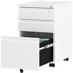 YITAHOME 3-Drawers Lockable File Cabinet for Letter/legal/A4 Size, Home Office Mobile Filing Cabinet with Wheel, Anti-tipping Under Desk File Storage Cabinets, Fully Assembled, White, 46 x 39 x 62cm