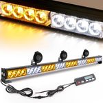 Emergency Light Bar 36 Inch 16 Flash Modes 32 Led Emergency Strobe Lights Traffic Advisor Directional Flashing Safety Light Bar with Led Display Screen Controller(35.5 Inch, Yellow/White)