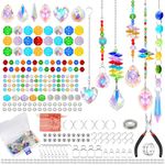 UXORSN 460PCS DIY Suncatcher Making Kits Crystal Sun Catcher Colorful Beads Chains Pendants Rainbow Maker Arts and Crafts for Adults Hanging Prism for Windows Indoor Outdoor Garden Party Decor