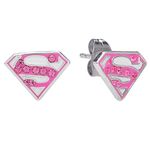 DC Comics Superman Jewelry for Women and Girls Sterling Silver Crystal Rose Earrings