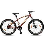 Vaux Blaze MTB Cycle for Men 26T with Front Suspension & Dual Disc Brakes, Single Speed Mountain Bicycle for Adults with Age Group 12+ Years, with Steel Frame, Alloy Rims & 26x2.40 Fat Tyres (Brown)