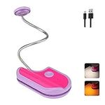 BIGMONAT Rechargeable Reading Light for Kids,Small Amber Book Reading Light,Multi Colors Portable LED Reading Lamp with 362° Rotary Light Neck,Wireless Clip Reading Light for Books (Lavender)