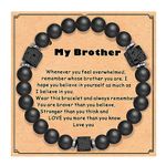 QianSiLi Brother Gifts Mens Bracelets Fathers Day Birthday Thanksgiving Christmas Graduation Comfirmation Gifts 8mm Black Matte Agate Lava Rock Beads Natural Stone Bracelet Stretchable