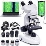 Binocular Microscopes, 200X-5,000X Compound Biological Compound Microscopes With 6x Multiplier, Electronic Eyepieces & Phone Adapter for Adults, Beginners, Laboratory Teaching Gifts