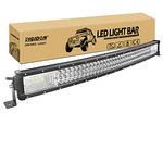 RIGIDON Curved Thin Slim Led Light Bar 32 inch 405W, 7D Tri row 12V 24V Fog Light for Car Off road Truck SUV UTE ATV 4x4, Flood Spot Combo Beam, Waterproof Driving Work Lamp, 6000K White Lighting