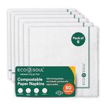 ECO SOUL [2 Ply, 300 Count] Premium Paper Napkin | Pack of 6 (50 Pulls Per Pack) | Eco Friendly Disposable Tissue Paper, Biodegradable Everyday Hand Paper Napkin