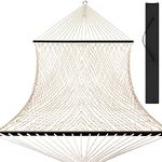 Best Choice Products® Hammock 59" Cotton Double Wide Solid Wood Spreader Outdoor Patio Yard Hammock