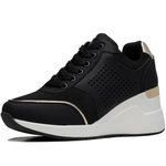 Cestfini Gold Wedge Sneakers for Women - Wedge Tennis Shoes Non-Slip Women Fashion Sneakers W145-RTW17-BLACKGOLD-7-CA