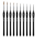 Detail Paint Brushes Set 10pcs Miniature Brushes for Fine Detailing & Art Painting - Acrylic, Watercolor,Oil,Models, Warhammer 40k.