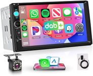 DAB/DAB+ 7 Inch Touchscreen 2 Din Car Radio Wireless Carplay Android Auto Double Din Car Stereo Head Unit Mirror Link, Bluetooth, FM, EQ SWC/USB/TF/AUX/Backup Camera