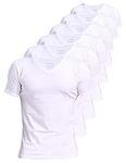 Comfneat Men's 6-Pack Undershirts 100 Percent Cotton V-Neck T-Shirts (White V-Neck 6-Pack, L)