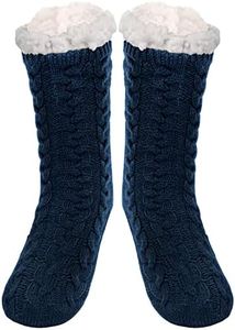 SIMIYA Mens Warm Fleece Lined Winter Soft Non Slip Socks Christmas Mens Slipper Socks (One size fits 6-12)