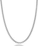 Miabella Solid 925 Sterling Silver Italian 3.5mm Square Link Round Box Chain Necklace for Women Men, Made in Italy, Length 20 Inches, Sterling Silver, No Gemstone