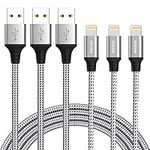 IWAVION iPhone Charger Cable, 3pack 3ft/1m Lightning Cable Nylon Braided MFi Certified iPhone Cable USB Sync Cord Fast iPhone Charging Cable for iPhone XS Max X XR 8 7 6s 6 Plus, iPad Mini-Silver/B