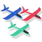 Maigendoo 3 Packs Large Airplane Toy, Foam Plane Gliders, Manual Throwing Foam Plane, Dual Flight Mode Aeroplane Toys for Boys Girls Outdoor Sport Game, Kids Birthday Party Favors, Blue Green Red