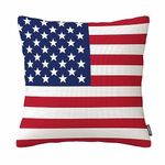 Cotton Linen Patriotic American Flag Red White Blue Throw Pillow Covers Pillowcase(18 X 18 Inches)