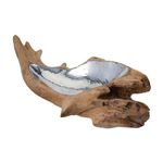 Elk Home Teak Root Bowl with Aluminium Insert, Short, Aluminum