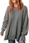 SHEWIN Womens Sweatshirt Casual Long Sleeve Loose Pullover Tops Lightweight Oversized Sweatshirts Trendy Fall Clothes for Women 2024,US 4-6(S),Grey