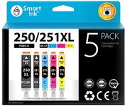 Smart Ink Compatible Ink Cartridge Replacement for Canon Pixma CLI-251XL PGI-250XL PGI 250 CLI 251 (1PGBK & 1BK/C/M/Y 5 Combo Pack) for MX722 MX922 iP7220 iP8720 iX6820 MG5420 MG5520 MG5620 MG7520