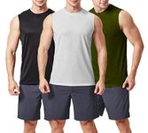 TEX2FIT Men's 3-Pack Quick Dry Sleeveless Shirts, Muscle Tank Tops (3pcs Set) (Large, Black/Dark Green/Silver)