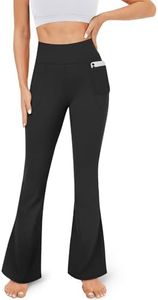 M2M STYLE High Waist Flare Yoga Pants for Women - Bootcut Workout Leggings with Pockets, Tummy Control, Non-See-Through, Stretchy & Squat Proof (AU, Alpha, Small, Regular, Regular, Black)