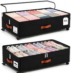 FourWood Under Bed Storage with Wheels, 2 Pack, 83L Each, Adjustable 7-9 in