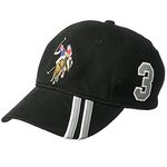 U.S. POLO ASSN. Unisex's Men's Polo Horse Adjustable Baseball Cap with Diagonal Accent Stripes, Black, One Size