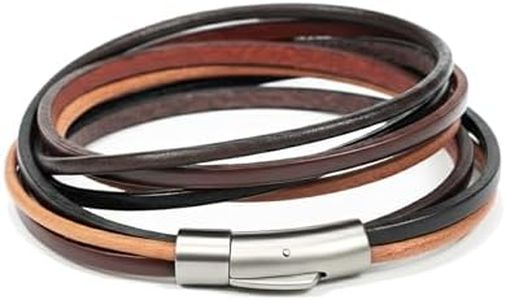 Leporem Unisex Leather Choker Double Wrap Bracelet 16.1 In