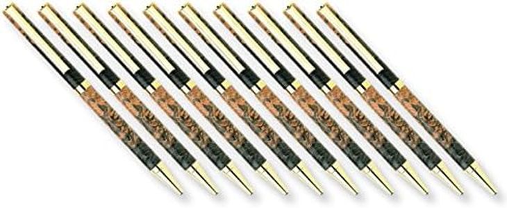 WOODRIVER Project Kit - Slim Style Cobalt Gold Solid Clip Ballpoint Pen, 10Pk