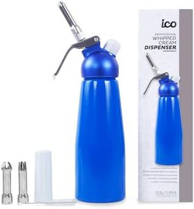 ICO Professional Aluminum Whipped Cream Dispenser for Homemade Whipping Cream, Whipped Cream Maker for Desserts, Dips, Sauces, and Infused Liquors, Blue, 1-Pint