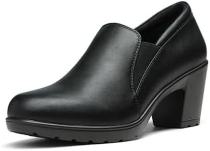 DREAM PAIRS Womens Chunky Low Block Heel Pumps Comfort Oxfords Shoes Casual Loafers, Black - 7.5 Wide (DPU214-W)