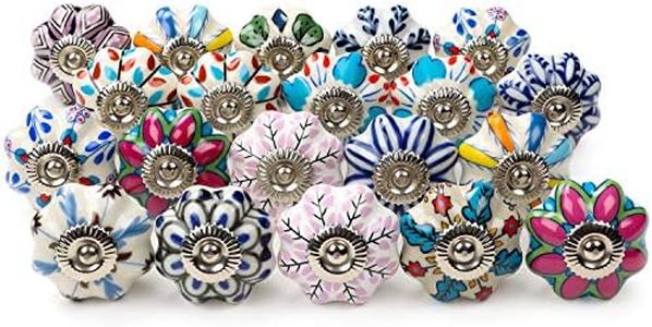 BELLE VOUS Pomelli per Mobili Vintage Assortiti (Set da 20) - Pomelli per Cassetti con Set di Fissaggio - Maniglie per Mobili Vintage Multicolore - Pomelli Cucina per Armadi, Cassettiere e Guardaroba