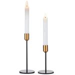 Nuptio Black Candle Holders for Candlesticks: Taper Candle Holder Gold, Vintage Candles Stick Stand Table Centrepiece Decorations for Wedding Birthday Party Christmas Halloween Dining Room, 2 Pieces