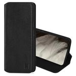 32nd Classic Series 2.0 - Real Leather Book Wallet Flip Case Cover For Google Pixel 8, With RFID Blocking Card Slot, Magnetic Closure and Built In Stand - Black