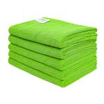 SOFTSPUN Microfiber Cloth - 5 pcs - 40x60 cms - 340 GSM Green - Thick Lint & Streak-Free Multipurpose Cloths - Automotive Microfibre Towels for Car Bike Cleaning Polishing Washing & Detailing