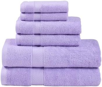 LINENOVA 100% Combed Cotton 650GSM Bath Towel Set of 6 - Includes 2 Bath Towels, 2 Hand Towels, 2 Face Washers, Super Soft Highly Absorbent Towels for Bathroom, Gym, Hotel - Lavender