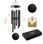 YITGOG Wind Chimes, Large Aluminum Wind Chimes Outdoor for Patio Porch Garden Backyard, Memorial Wind Chimes Best Gifts for Mom Grandma Husband Memorial Gifts (Black, 32")