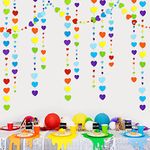 40 Ft Rainbow Love Heart Garland Colorful Hanging Paper Heart Streamer Multicolor Banner for Birthday Anniversary Bachelorette Engagement Wedding Baby Bridal Shower Valentines Fiesta Party Decorations