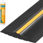 10FT Garage Door Bottom Threshold Seal Strip with 300ml Black Adhesive/Sealant, Universal Rubber DIY Bottom Floor Threshold Seal, Weatherproofing Weather Stripping Replacement (Black)