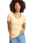 Next Level Women's Lightweight The Ideal V-Neck T-Shirt, Medium, Banana